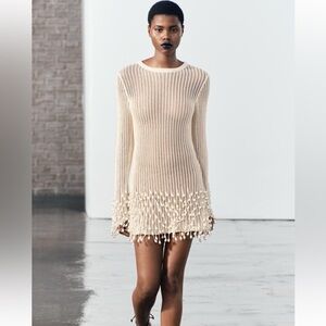 Zara Knit Dress with Pearl Fringe